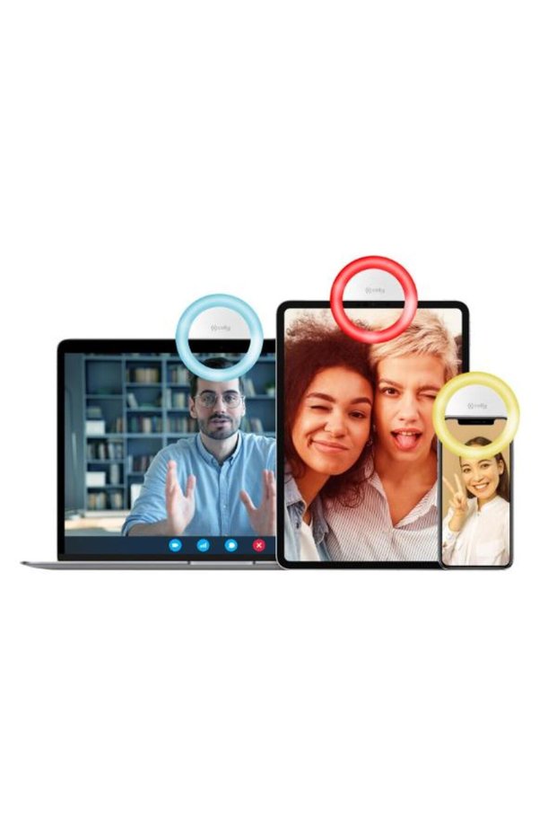 Clip on Selfie Ring Flash Light RGB for Mobile Tablet & Laptop [Rechargeable Battery] For Smart Phone Camera Round Shape