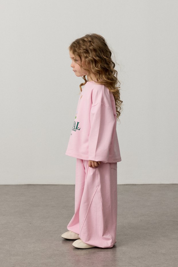 Oversized Printed Jogger Sweat Suit, Pink.