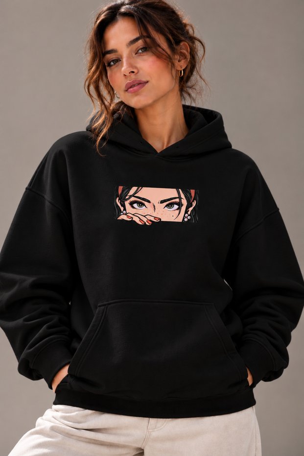 Pop Art Eye Figure Printed Hoodie
