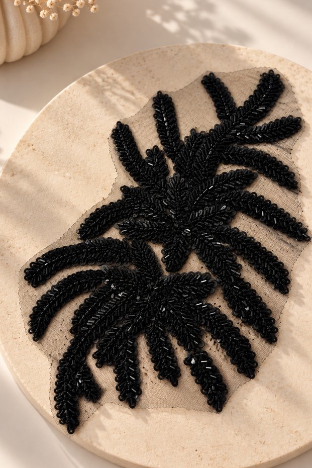 Beaded Leaf Pattern Applique