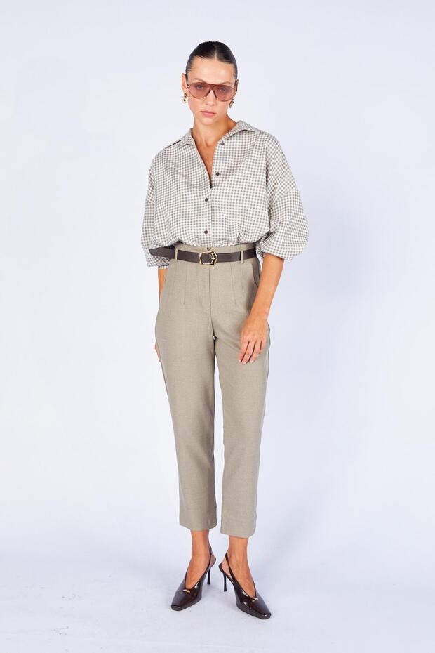 Women's Vizon Fleto Carrot Cut Wool Pants with Pockets and Pencil Leg
