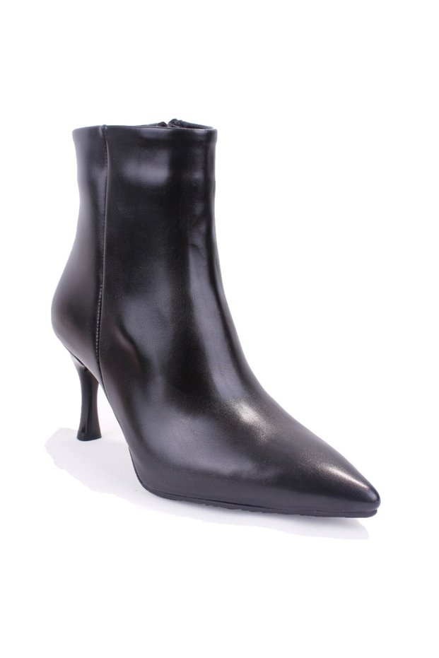 Dza07-3372050 Black Classic Zippered 8 cm Stiletto Heel Women's Boots.