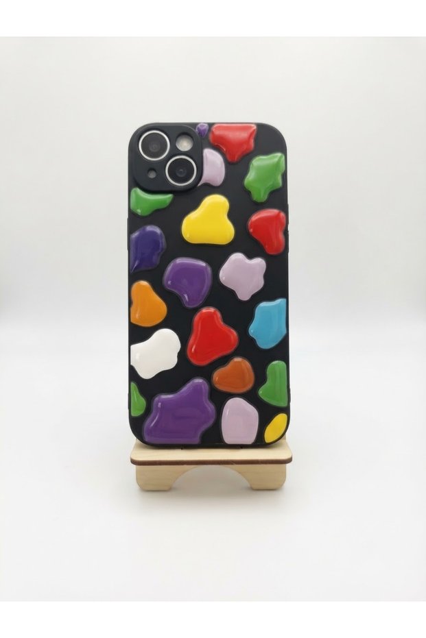 Iphone 15 / 14 plus black mixed color pattern case model