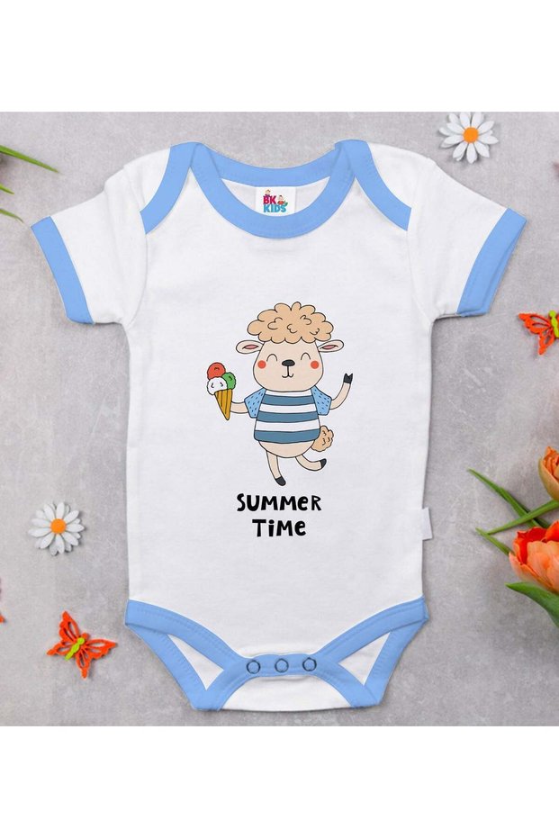 BK Kids Summer Time Patterned Blue Baby Bodysuit-1, 12–18 months