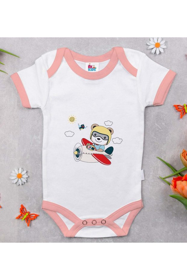 BK Kids Cute Pilot-Printed Pink Baby Bodysuit-1, 12–18 months