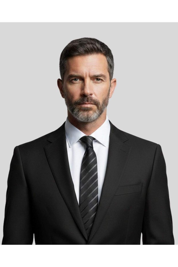 Grey Striped Classic Black Tie – 8 cm Wide