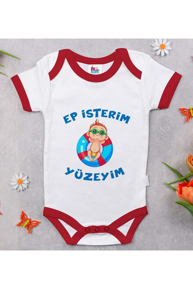 BK Kids "I Want an Episode" Printed Red Baby Bodysuit-4, 12–18 months