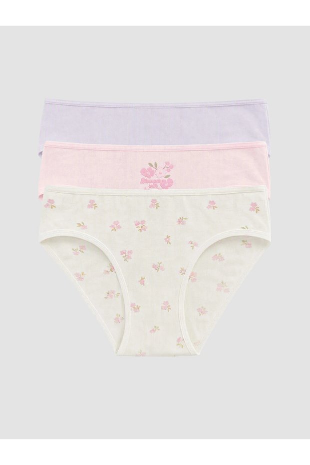 Lcw Kids White 3-Pack Printed Girls' Underwear