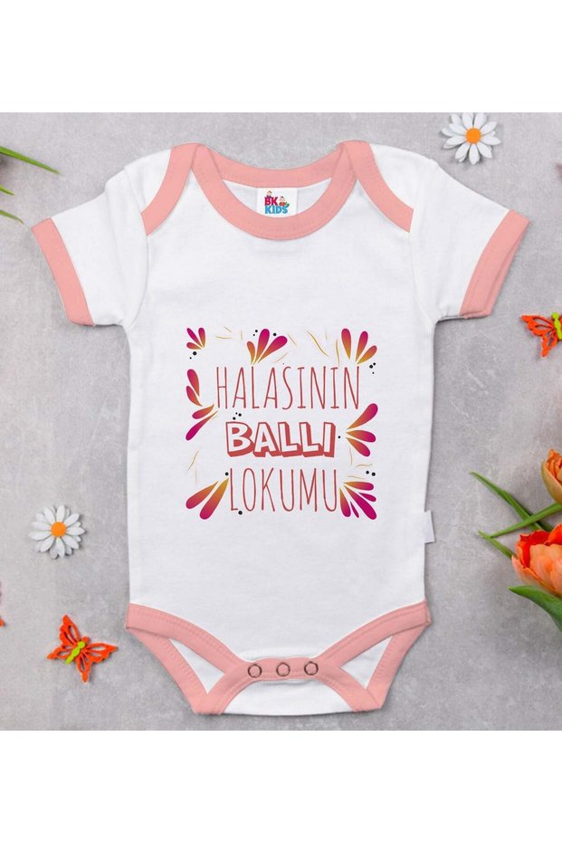 BK Kids Pink Baby Bodysuit with "Auntie's Honey Lokum" Design - 1 (0-3 Months)