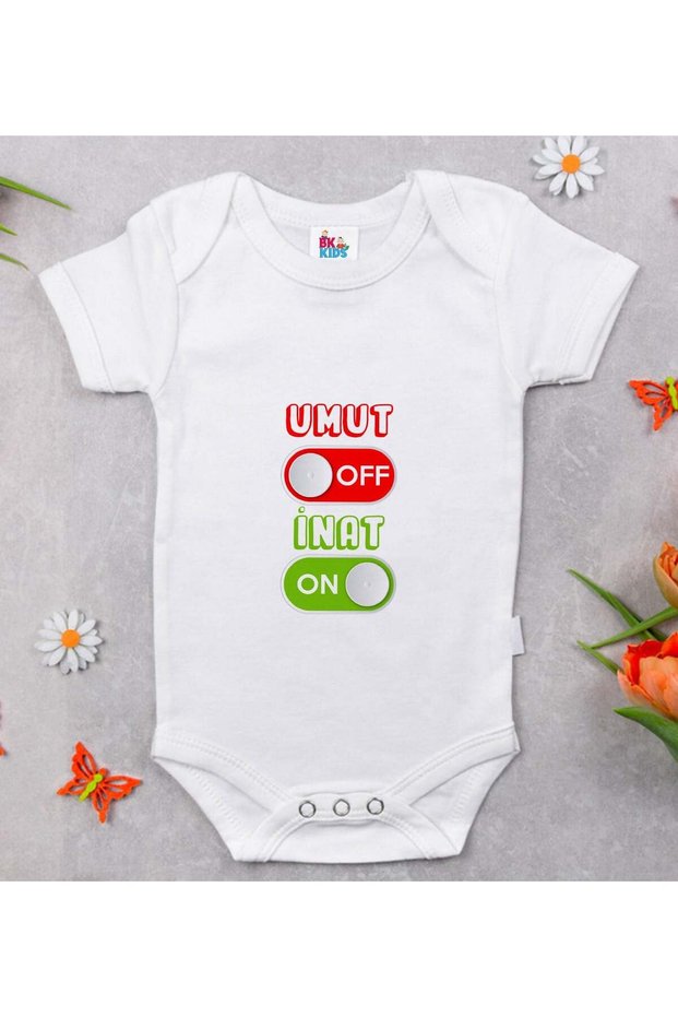 Umut Off White Baby Bodysuit with Design - 1 (0-3 Months)
