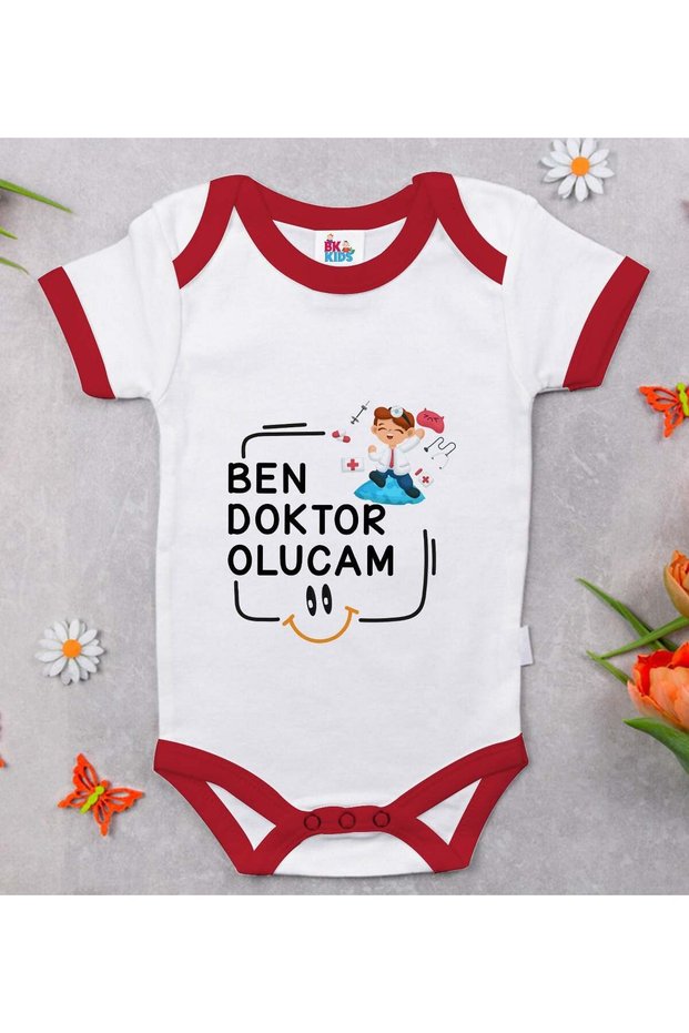 Bk Kids I Will Be a Doctor Design Red Baby Bodysuit - 1, 0-3 Months.