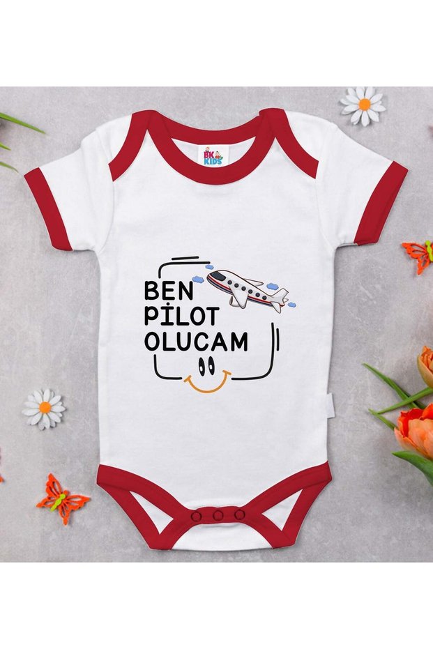 Bk Kids Pilot Design Red Baby Bodysuit - 1, 6-9 Months.