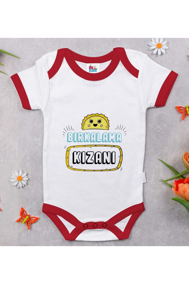 Bk Kids Red Baby Bodysuit with a Girl's Design - 1, 0-3 Months.