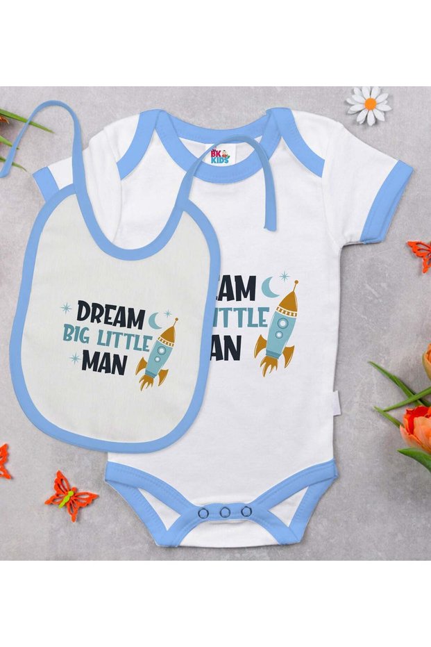 G Little Man Design Blue Baby Bodysuit and Bib Gift Set - 1, 12-18 Months.