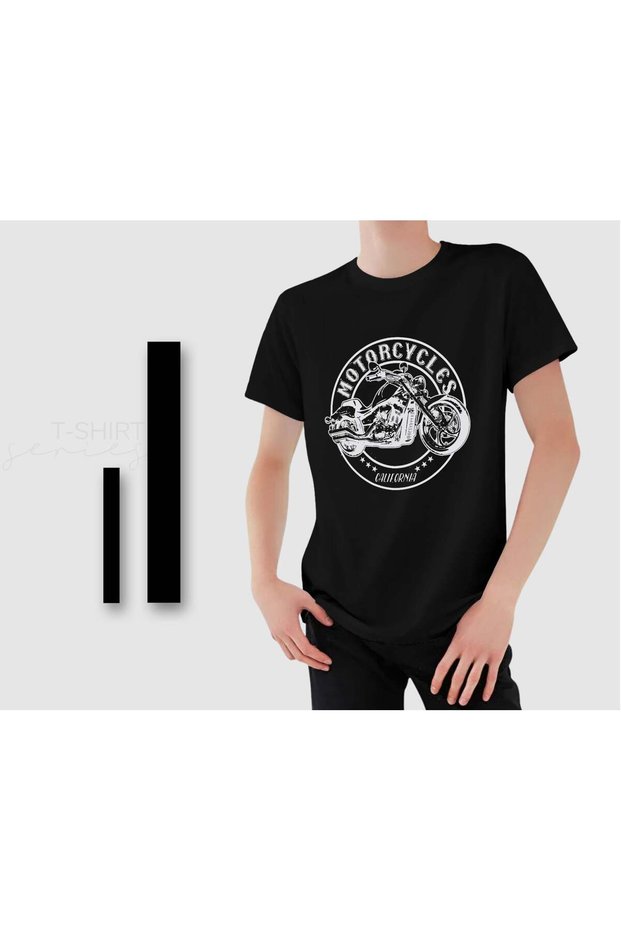Motorcycle-Designed Men's Black T-Shirt -3, Gift for a Friend, Birthday Gift, for Your Loved One.