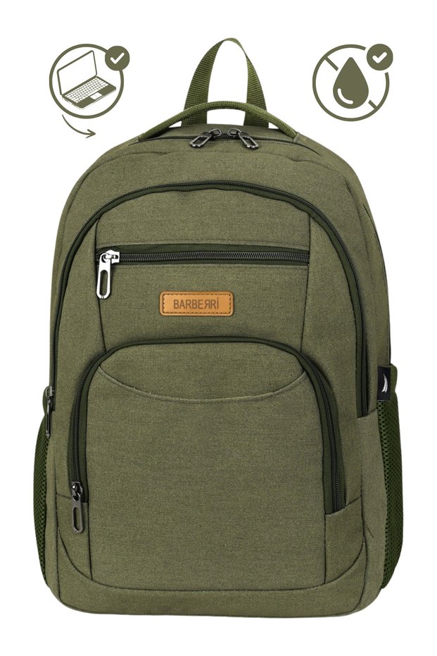 Waterproof Backpack with Laptop Compartment - Orthopedic, Multi-Compartment School, Work, Sports, Travel, Cabin-Sized Backpack (43X30X19 cm) - Unisex, Durable Canvas Fabric - Black, Green Khaki, Cream, Blue.