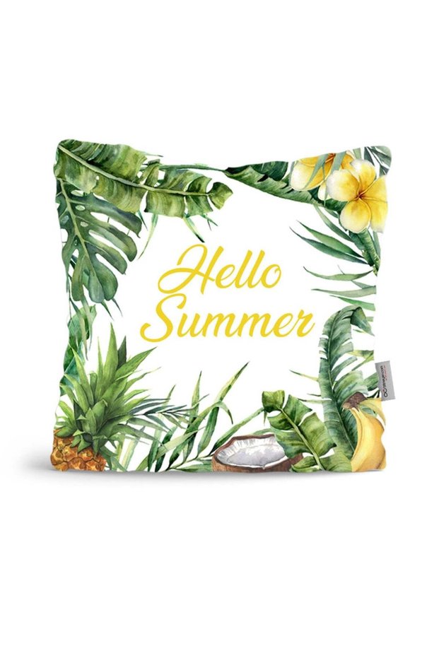 Hello Summer White Pillow