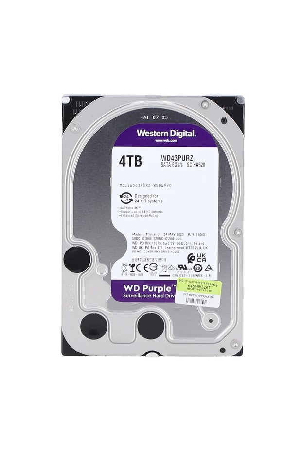 PURPLE, 43PURZ, 3.5", 4TB, 256MB, 5400 RPM, 24/7 Security, HDD (Guaranteed by the Turkish Distributor)