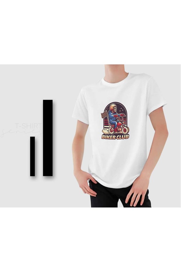 Motorcycle-Designed Men's White T-Shirt -17, Gift for a Friend, Birthday Gift, for Your Loved One.