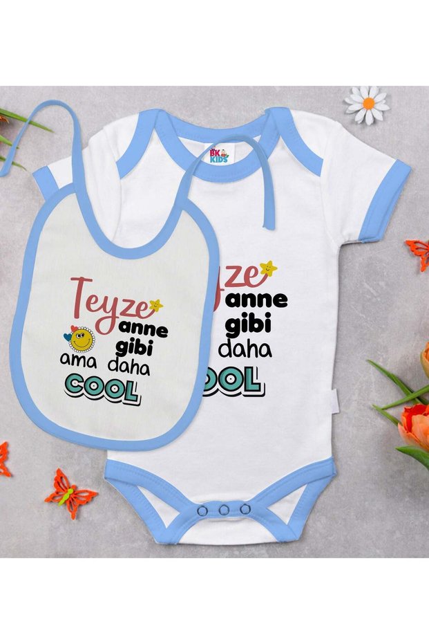 Bk Kids Aunt-Mother-Style Blue Baby Bodysuit and Bib Gift Set - 1, 0-3 Months.