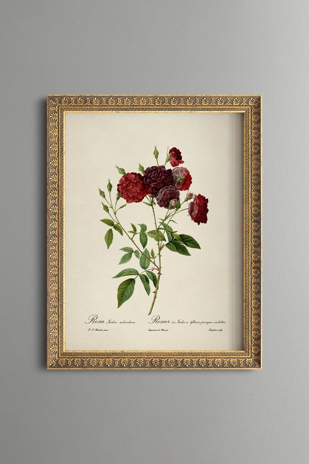 Red Rose Bouquet - Vintage Patterned Painting - Slim Model
