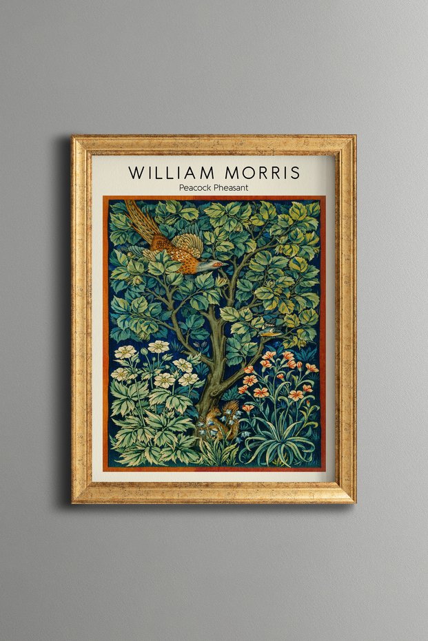 Blue and Green Floral Pattern - Vintage Patterned Painting - Slim Model