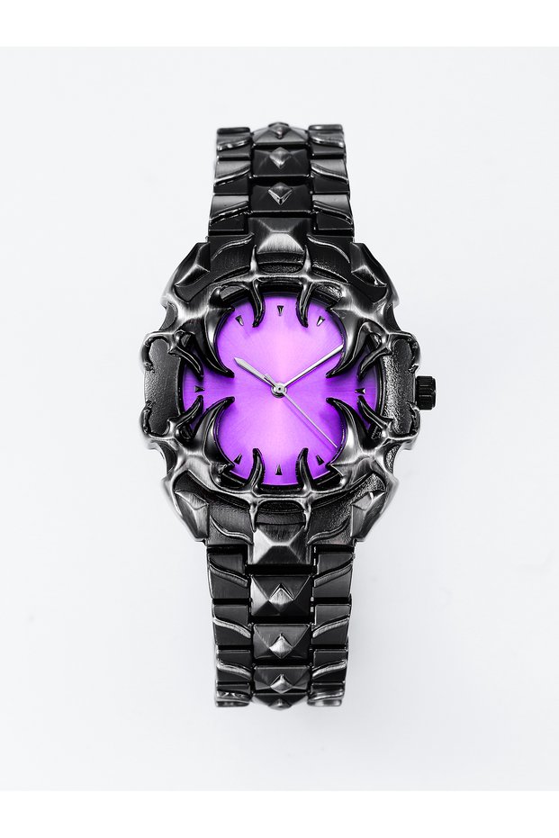 black purple DENVOSI New Y2K Gothic Claw Shaped Quartz Watch with Detachable and Replaced Dial, Fash
