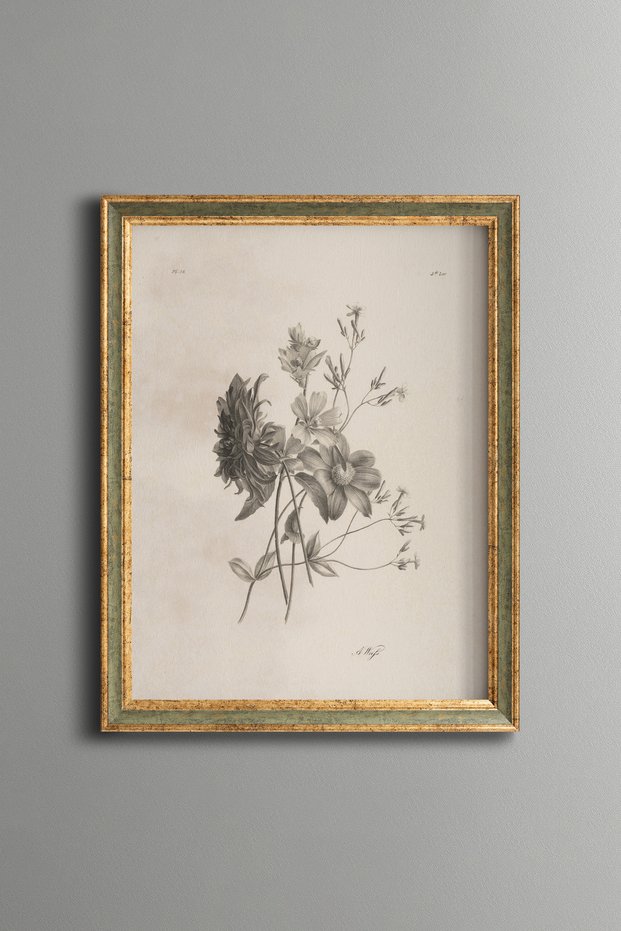 Elegant Flower Branches - Vintage Patterned Painting - Slim Model