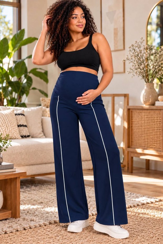 Palazzo Maternity Pants with Front Stripe Detail