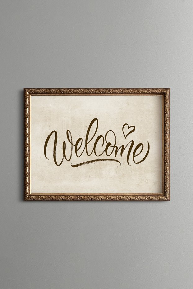 Welcome Sign - Vintage Patterned Painting - Slim Model