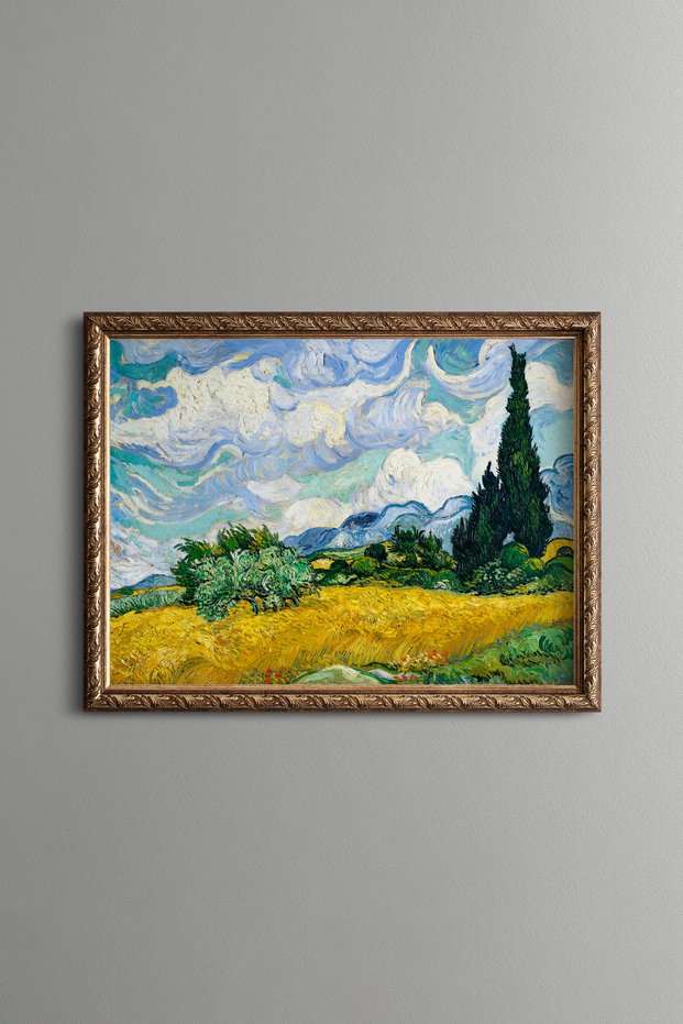 Selvili Wheat Field - Vintage Patterned Painting - Slim Model