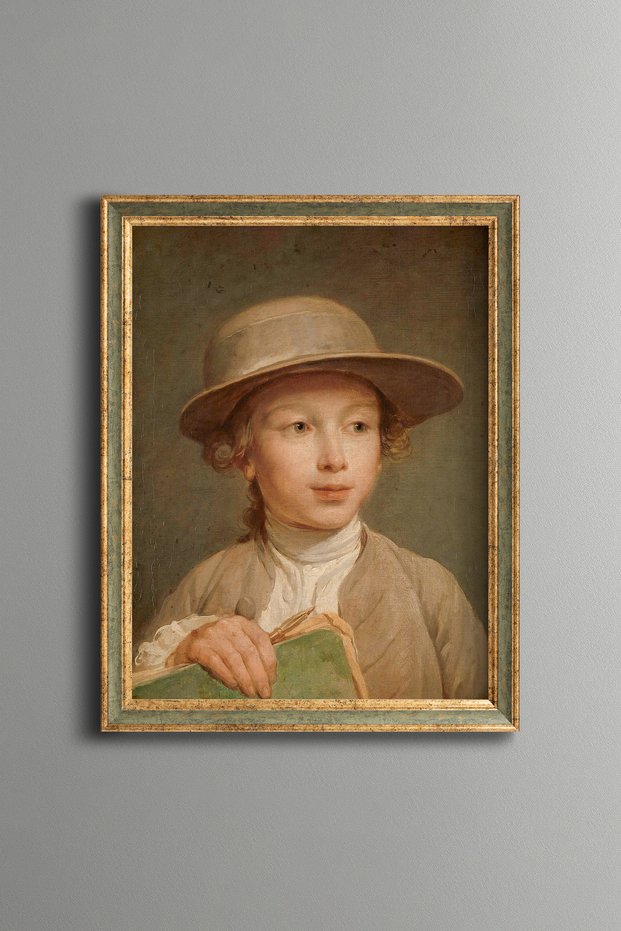 Portrait of a Girl - Vintage Patterned Painting - Slim Model