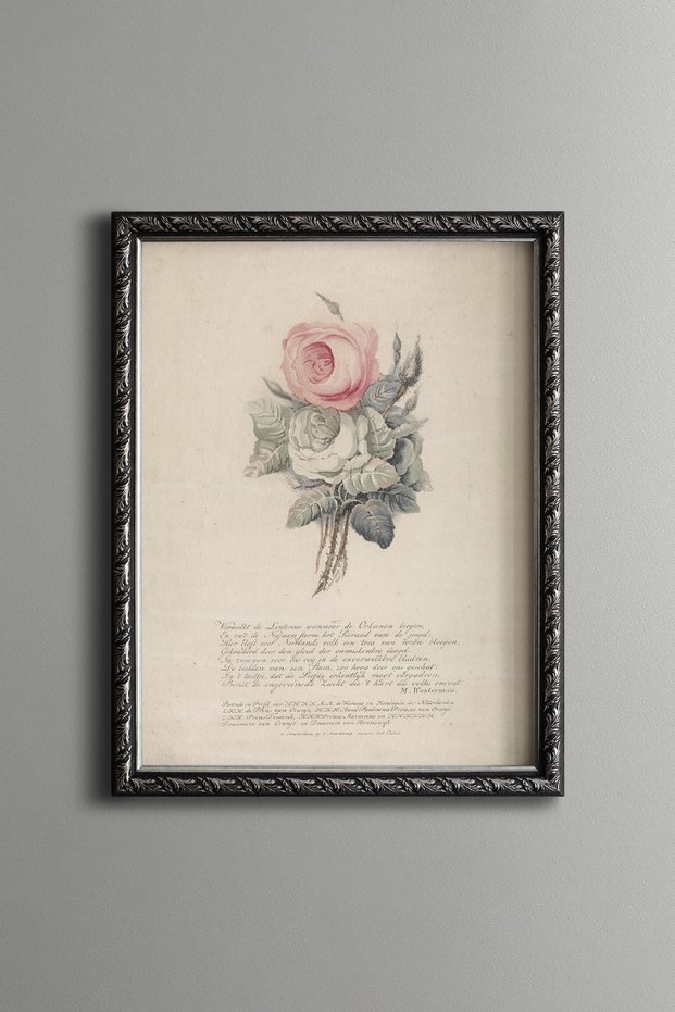 Pink Rose Drawing - Vintage Patterned Painting - Slim Model