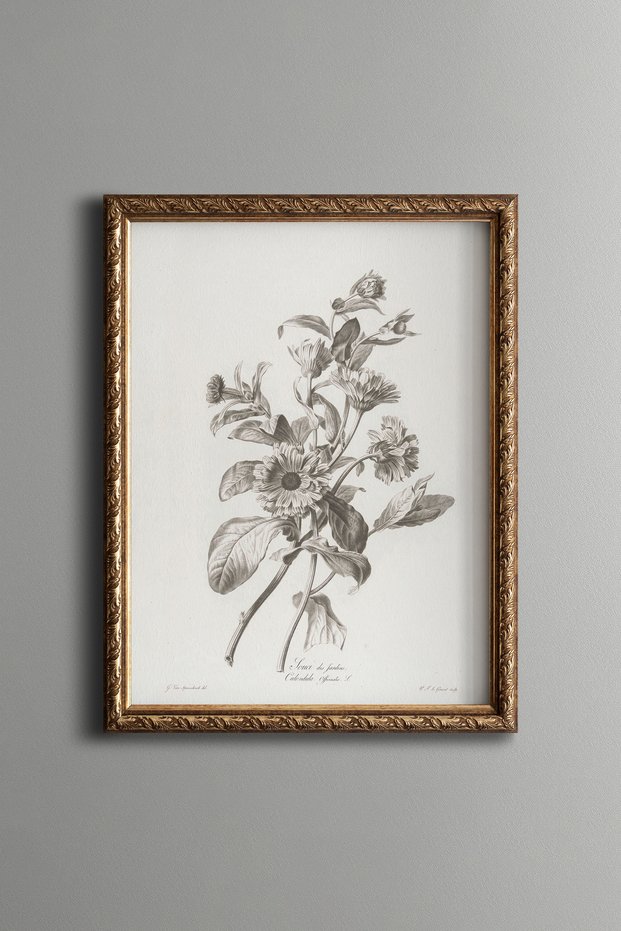 Black and White Rose Bouquet - Vintage Patterned Painting - Slim Model