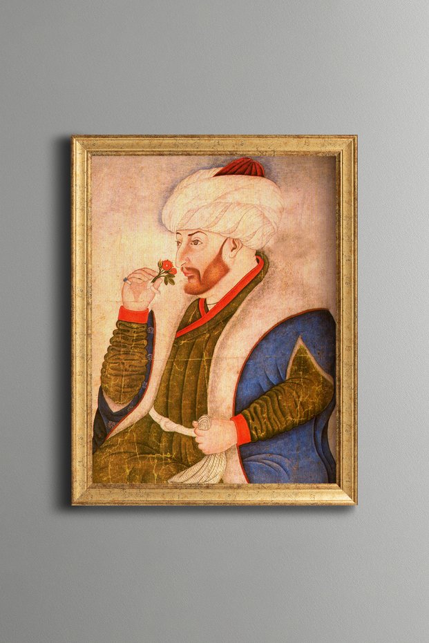 Portrait of Fatih Sultan Mehmet - Vintage Patterned Painting - Slim Model