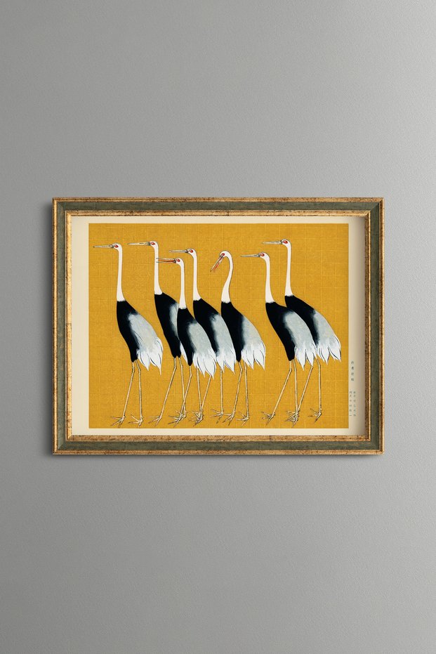 Turna Sürüsü - Vintage Patterned Painting - Slim Model