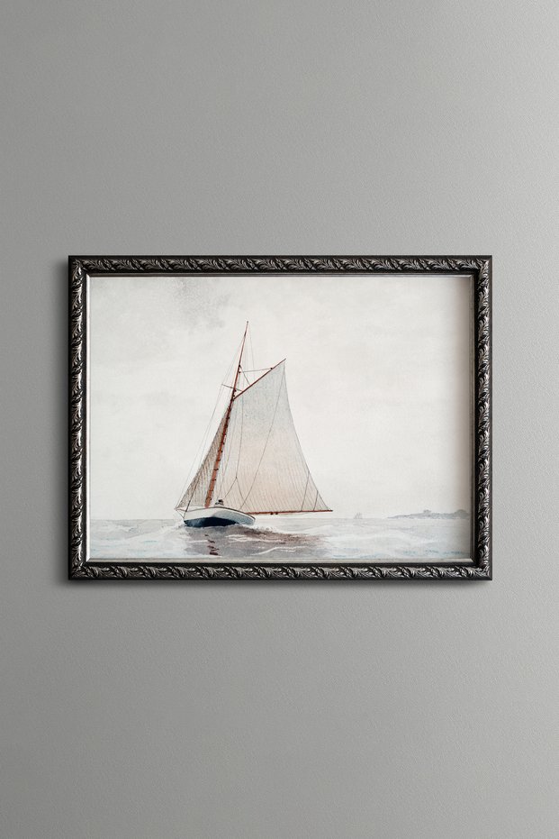 Sailboat in the Gloucester Estuary - Vintage Patterned Painting - Slim Model