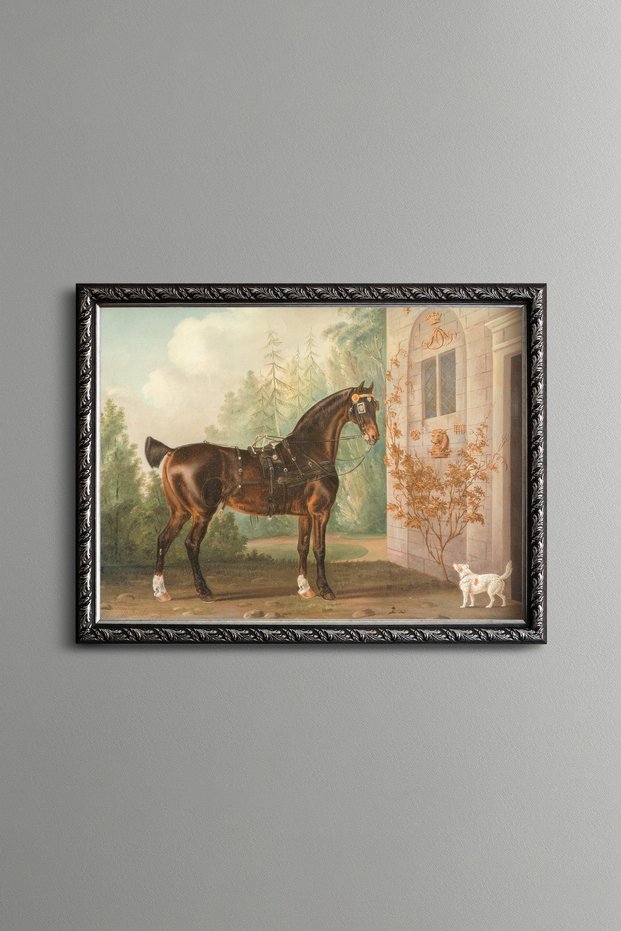 Lord Abergavenny’S Horse and Dog - Vintage Patterned Painting - Slim Model