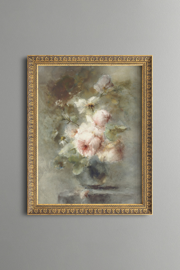 Roses in a Vase - Vintage Patterned Painting - Fine Model