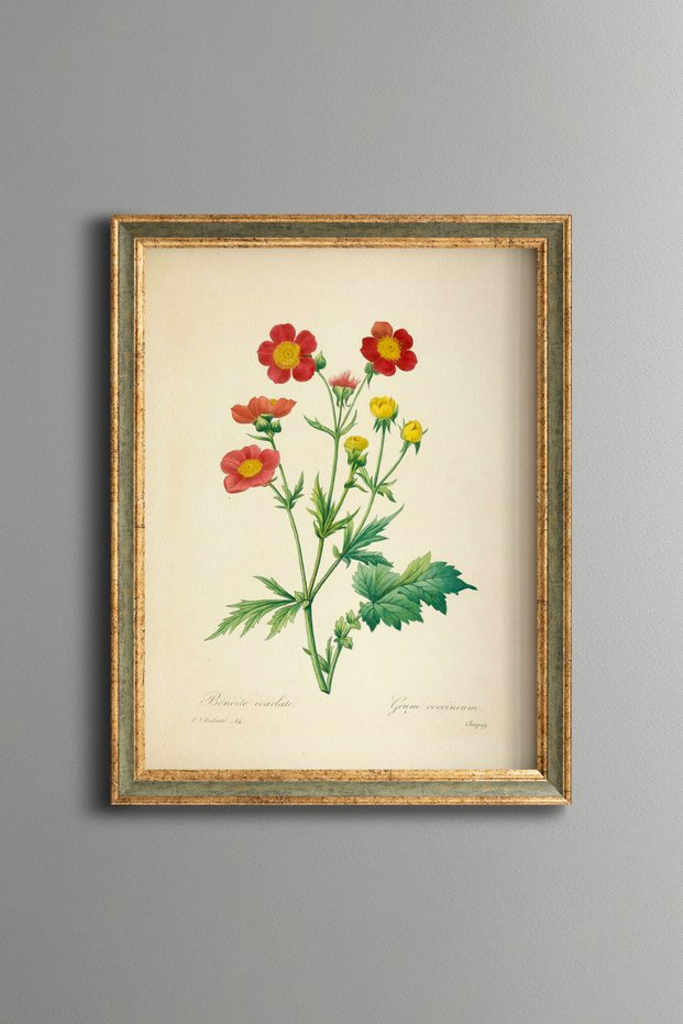 Red Flowers - Vintage Patterned Painting - Slim Model