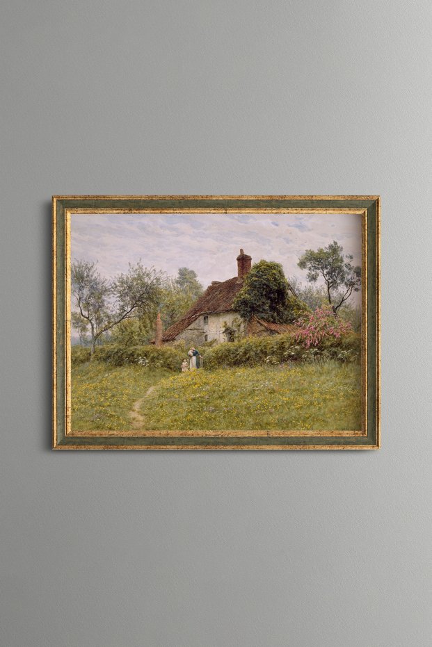Country House and Garden - Vintage Patterned Painting - Slim Model
