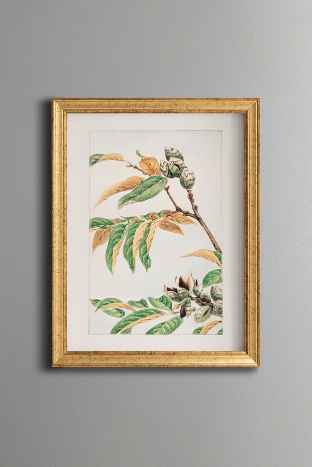 Floral Bird Branch - Vintage Patterned Painting - Slim Model