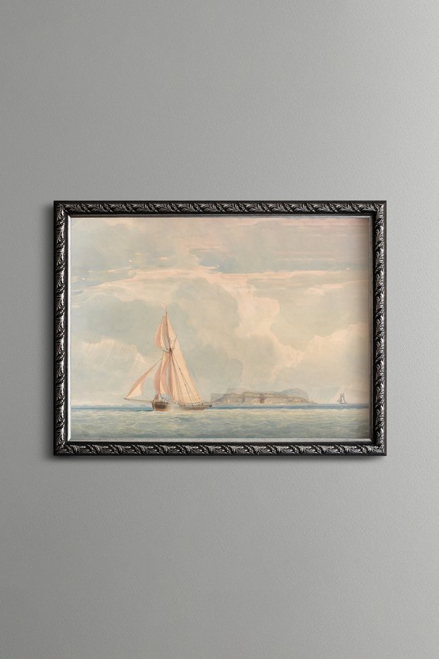 Sailing Boat on the Sea - Vintage Patterned Painting - Slim Model
