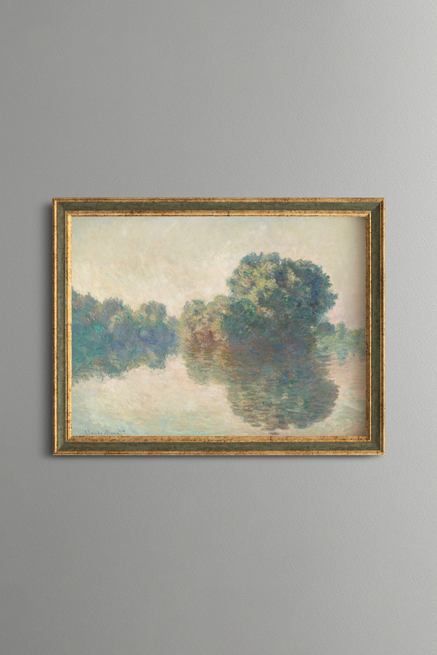 Foggy Lake View - Vintage Patterned Painting - Slim Model