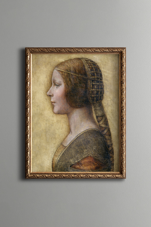 Portrait of a Young Woman - Vintage Patterned Painting - Slim Model