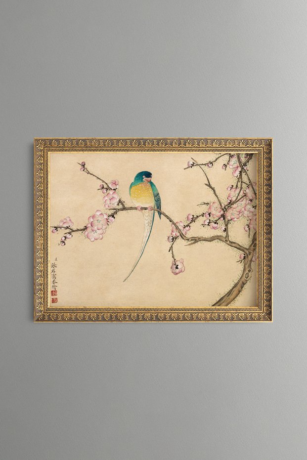 Bird with Erik Flowers - Vintage Patterned Painting - Slim Model