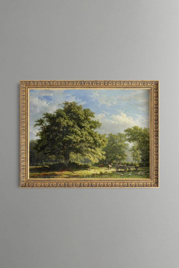 View of Bentheim Forest - Vintage Patterned Painting - Slim Frame