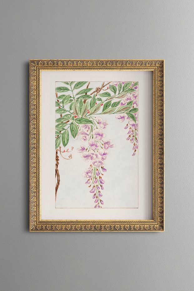 Purple Salkım - Vintage Patterned Painting - Slim Model