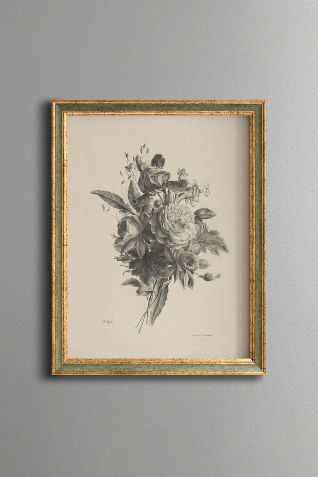 White Flower Branch - Vintage Patterned Painting - Slim Model