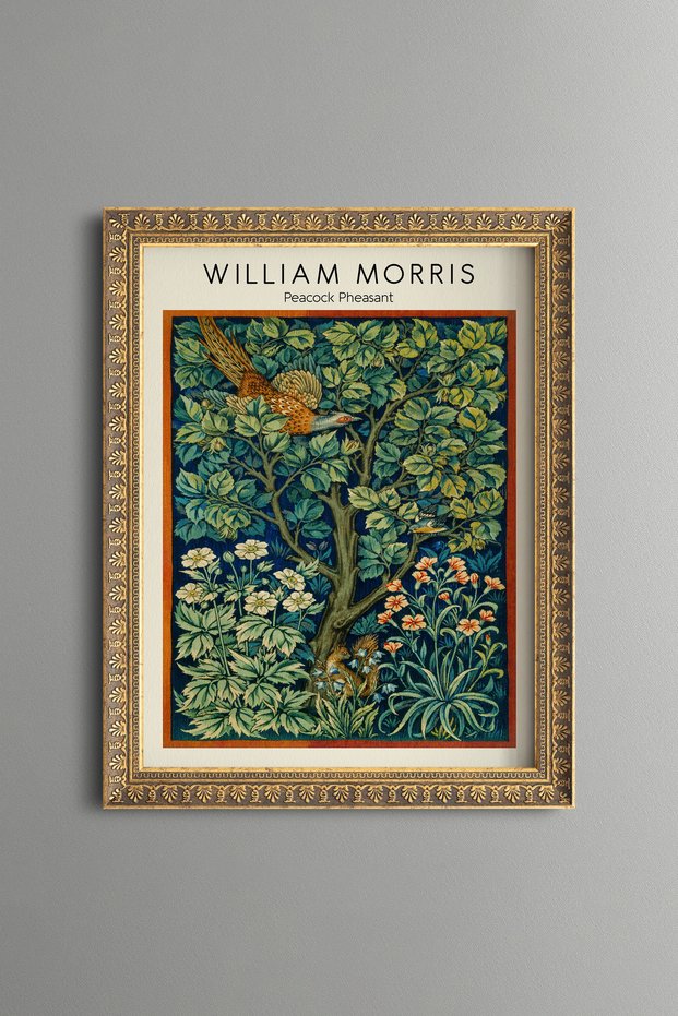 Blue and Green Floral Pattern - Vintage Patterned Painting - Slim Model